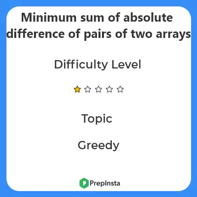 Minimum sum of absolute difference of pairs of two arrays